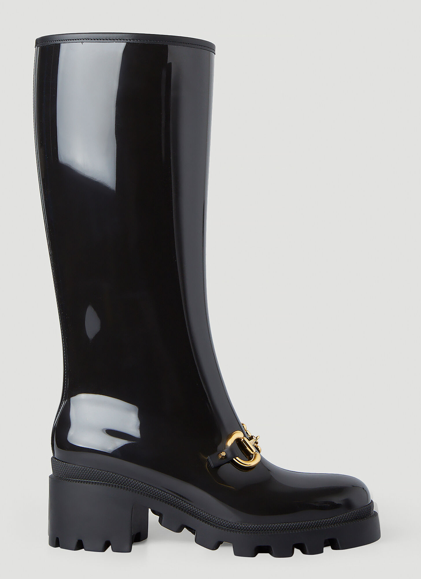 Gucci Horsebit Rubber Knee-high Boots In Black