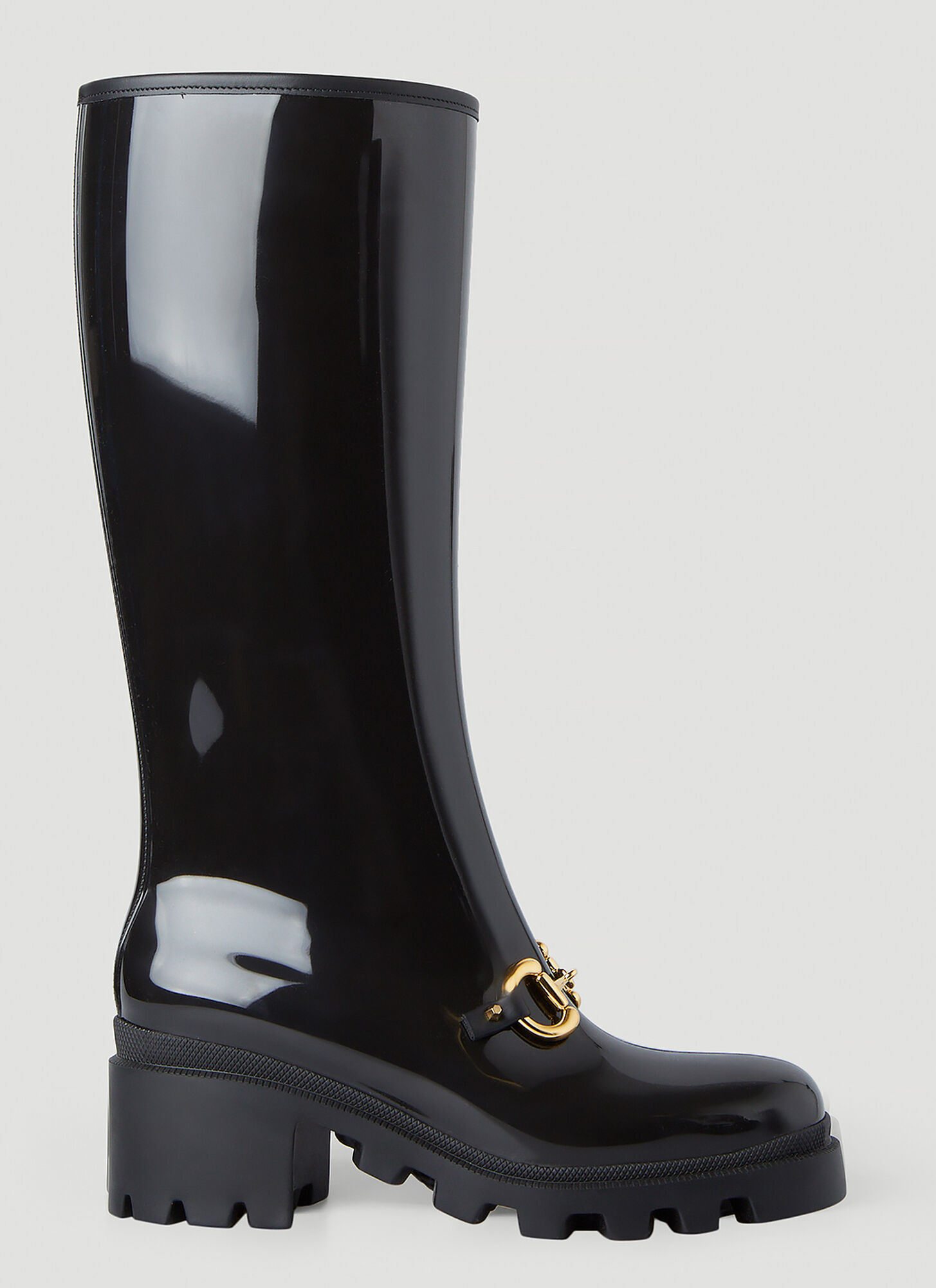 Shop Gucci Knee High Horsebit Rain Boots In Black