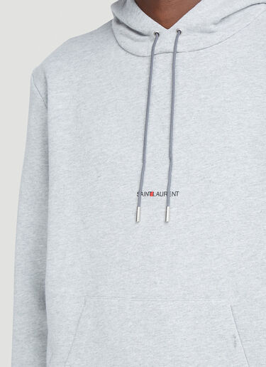 Saint Laurent Logo-Print Hooded Sweatshirt Grey sla0140013