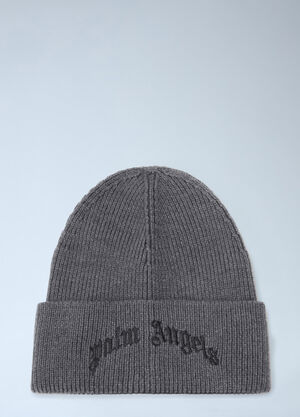 Palm Angels Curved Logo Beanie Hat Grey pma0162065