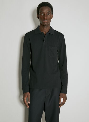 Saint Laurent Men's Micro Waffle Knit Polo Shirt in Black | LN-CC®