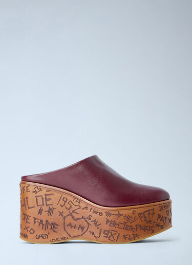 LN-CC® - Chloé: Maxime Wedge Mules - Burgundy Chloé Maxime Wedge Mules Burgundy chl0265030