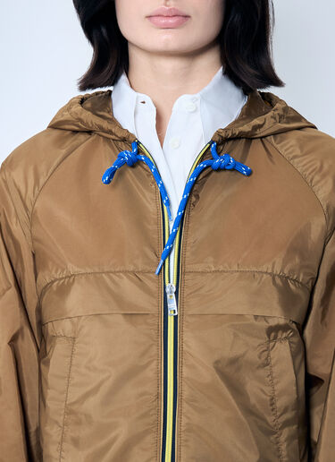 Prada Re-Nylon Hooded Jacket With Contrast Trims Burgundy pra0260026