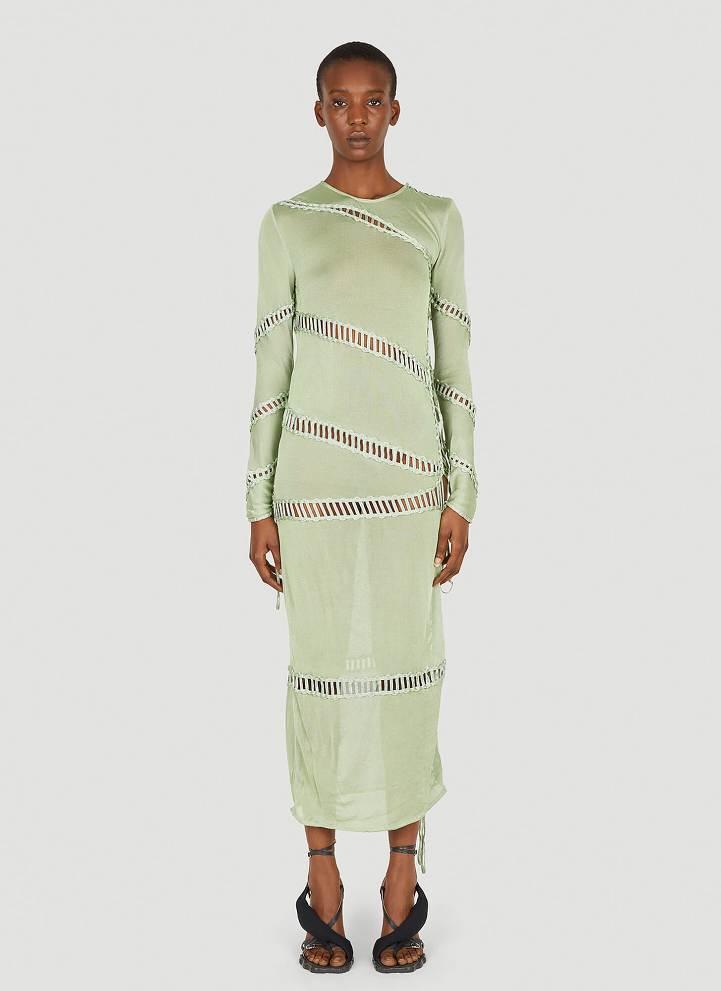 Shop Isa Boulder Puzzle Long Sleeve Dress In Green