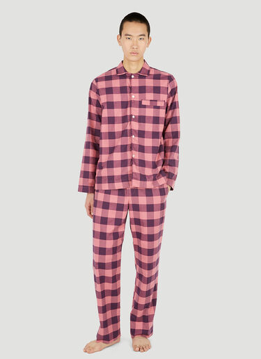 Tekla Gingham Classic Pyjama Shirt Pink tek0350020