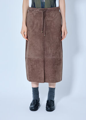 Max Mara Suede Midi Skirt Brown max0265210