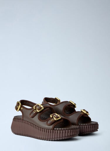 LN-CC® - Chloé: Nama Wedge Sandals - Brown Chloé Nama Wedge Sandals Brown chl0265038