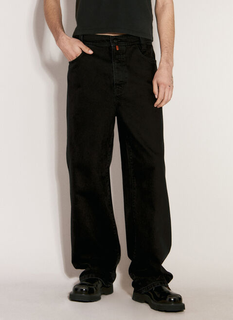 Rick Owens Logo Embroidery Baggy Jeans Black ric0156010