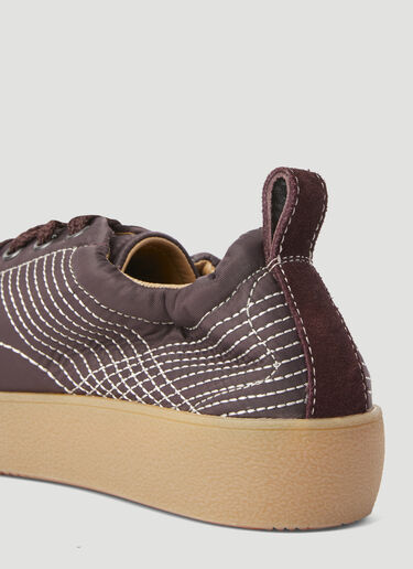 Dries Van Noten 퀼팅 마감 로우 탑 스니커즈 버건디 dvn0255007