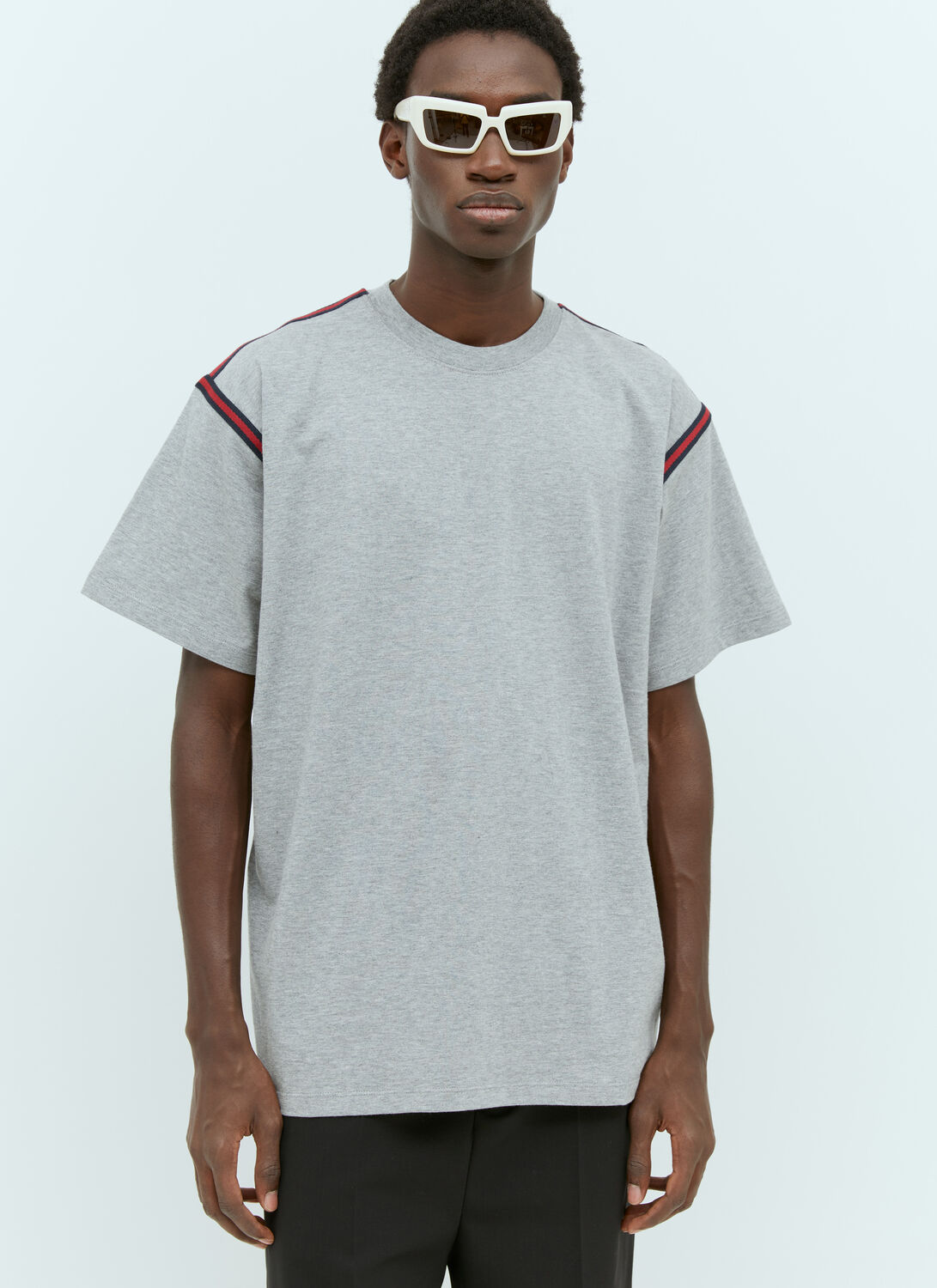 Gucci Cotton Jersey T-shirt With Web In Grey