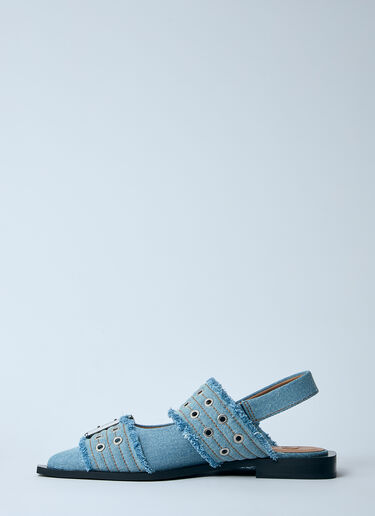 GANNI Feminine Buckle Ballerina Flats Denim gan0260018