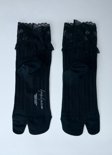 Lace Trimmed Split Toe Socks Yohji Yamamoto Lace Trimmed Split Toe Socks Black yoy0264011