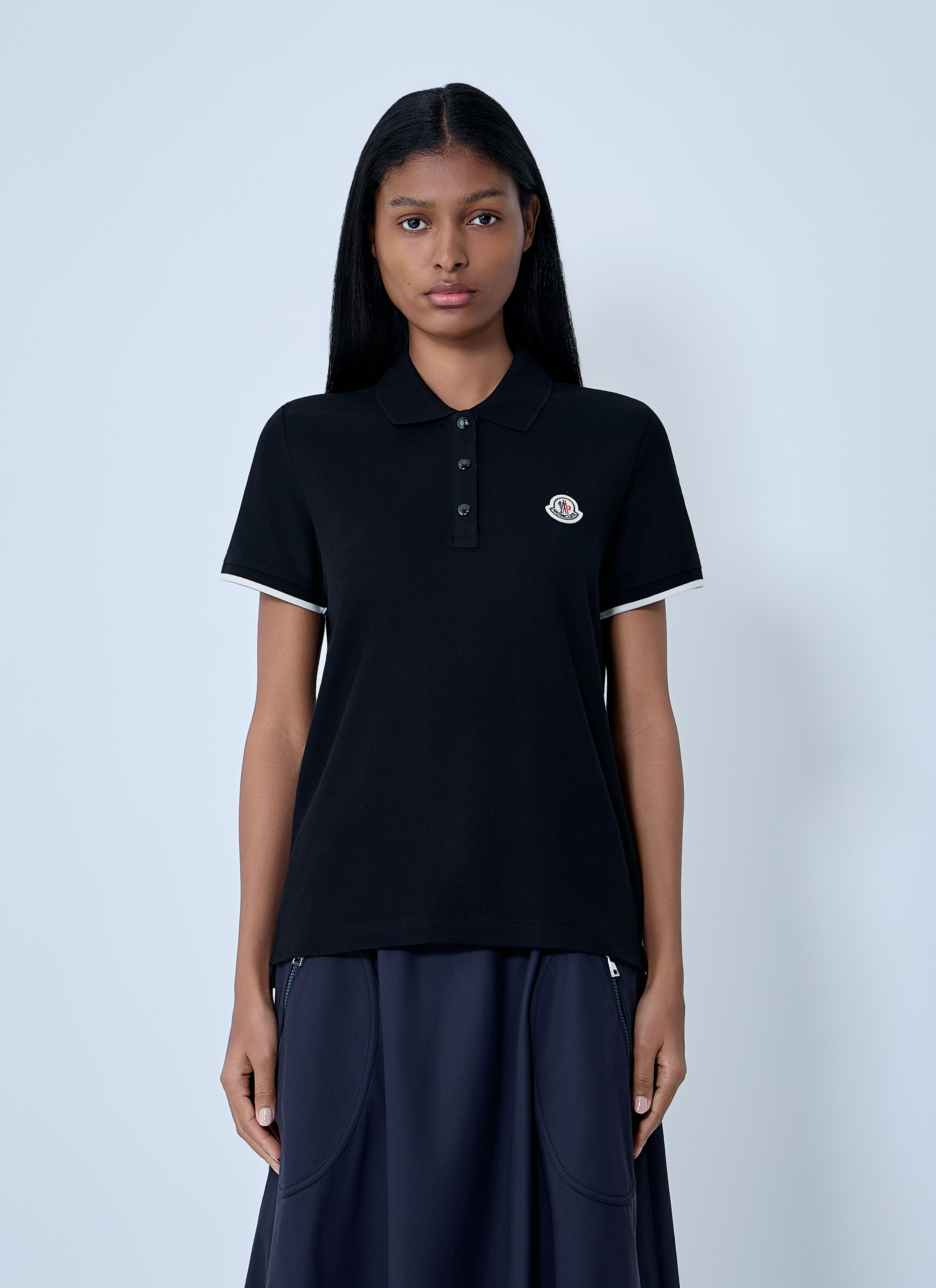 Moncler Women's' Logo Motif Polo Shirt in Black | LN-CC®