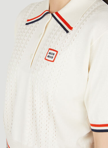 Miu Miu Stripe Trim Polo Shirt White miu0250003