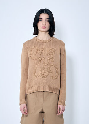Moncler Logo Embroidered Sweater Beige mon0259038