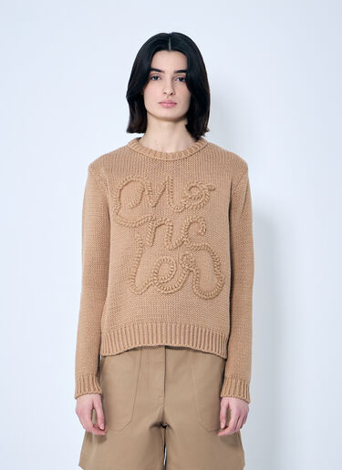 Moncler Logo Embroidered Sweater Beige mon0259038