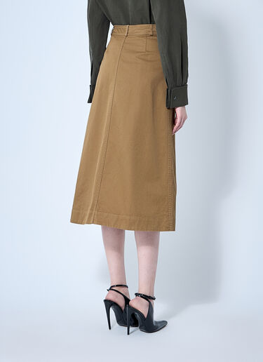 Saint Laurent Cotton Serge Midi Skirt Brown sla0259020