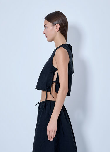 LN-CC® - Cecilie Bahnsen: Embroidered Taffeta Lace-Up Top - Black Cecilie Bahnsen Embroidered Taffeta Lace-Up Top Black cec0266003