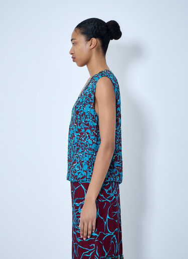 Dries Van Noten Embellished V-Neck Sleeveless Top Blue dvn0263007