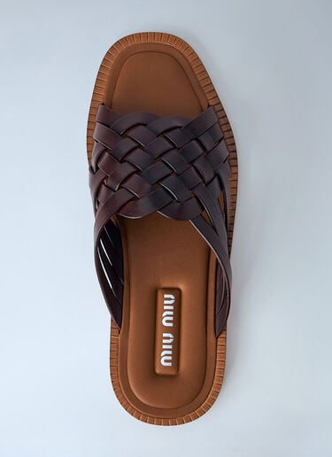 LN-CC® - Miu Miu: Woven Leather Sandals - Brown Miu Miu Woven Leather Sandals Brown miu0164042