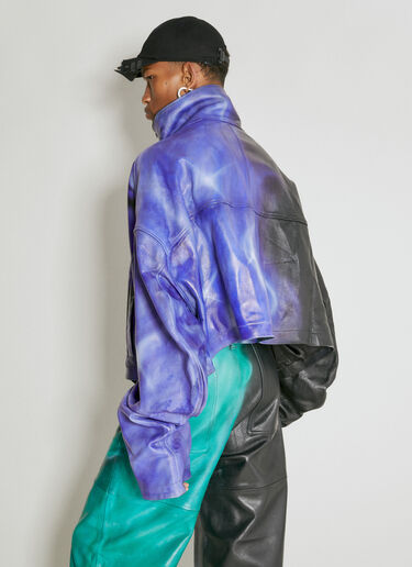 Gerrit Jacob Oversized High Neck Leather Jacket Purple gjb0154007