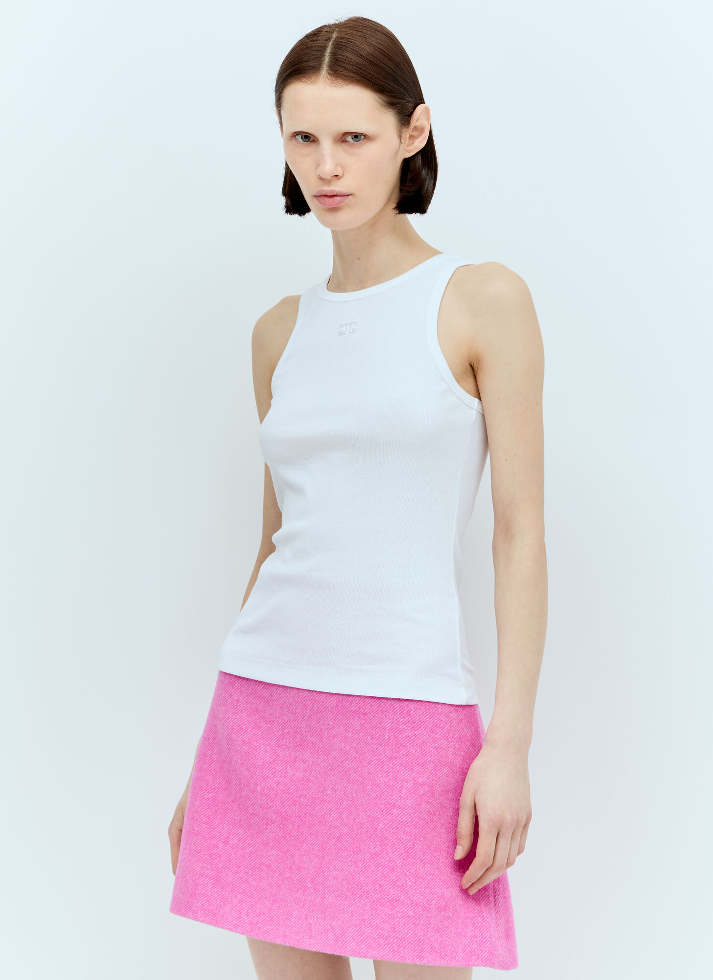 Shop Ganni Soft Cotton Rib Tank Top In White