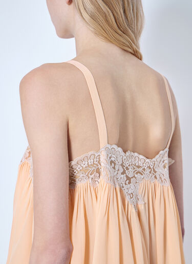 LN-CC® - Chloé: Thin-Strap Mini Dress In Silk Georgette & Lace - Orange Chloé Thin-Strap Mini Dress In Silk Georgette & Lace Orange chl0265005
