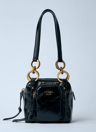 Prada Mini Dangle Leather Handbag Black pra0260067