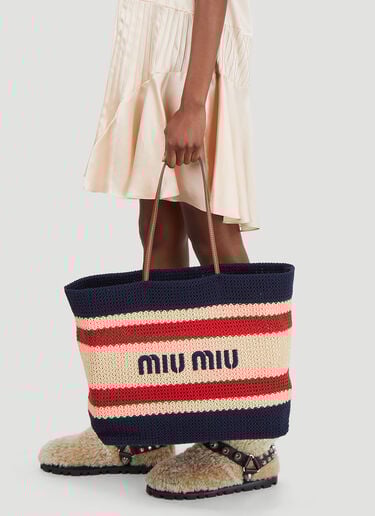 Miu Miu Raffia-Effect Tote Bag Multi miu0246027