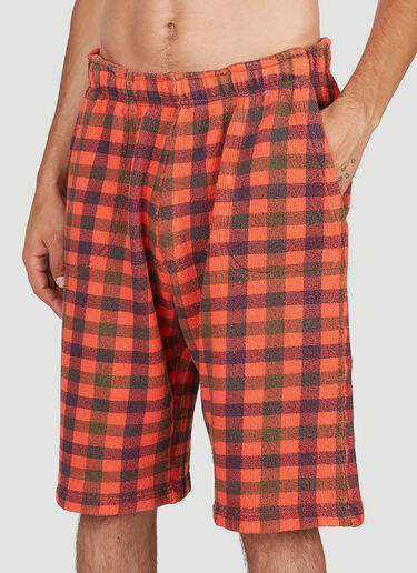 ERL Check Print Fleece-Jersey Bermuda Shorts Orange erl0153004