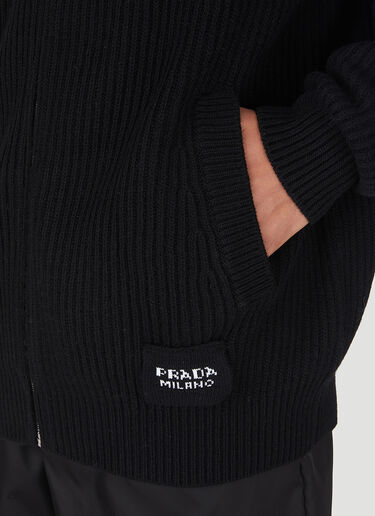 Prada Zip Front Hooded Sweater Black pra0147078