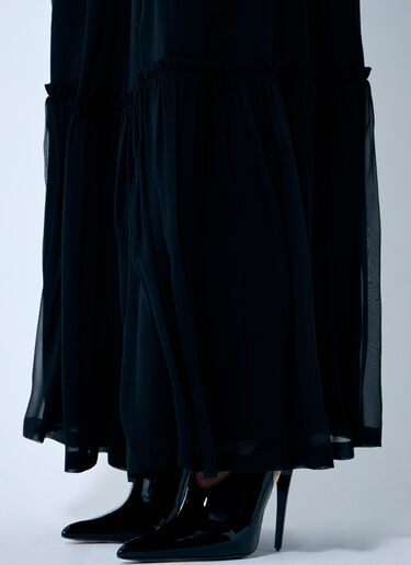 Saint Laurent Ruffled Silk Skirt Black sla0259131