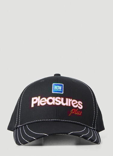 Pleasures Logo Motif Baseball Cap Black pls0146035
