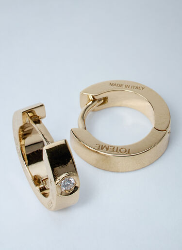 TOTEME Bezel Diamond Hoops Gold tot0261076