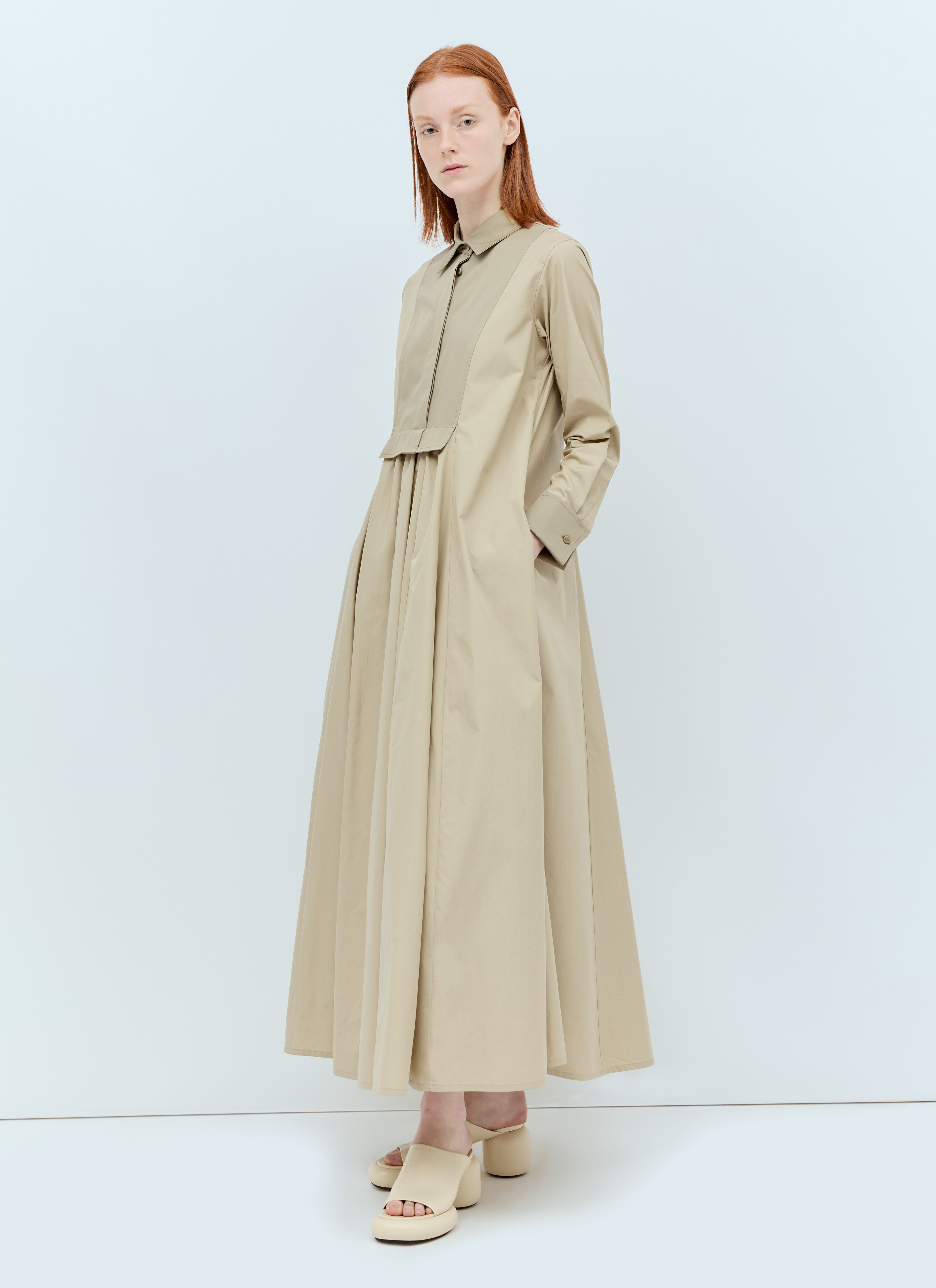 The Row Gabardine Maxi Dress Beige row0256009