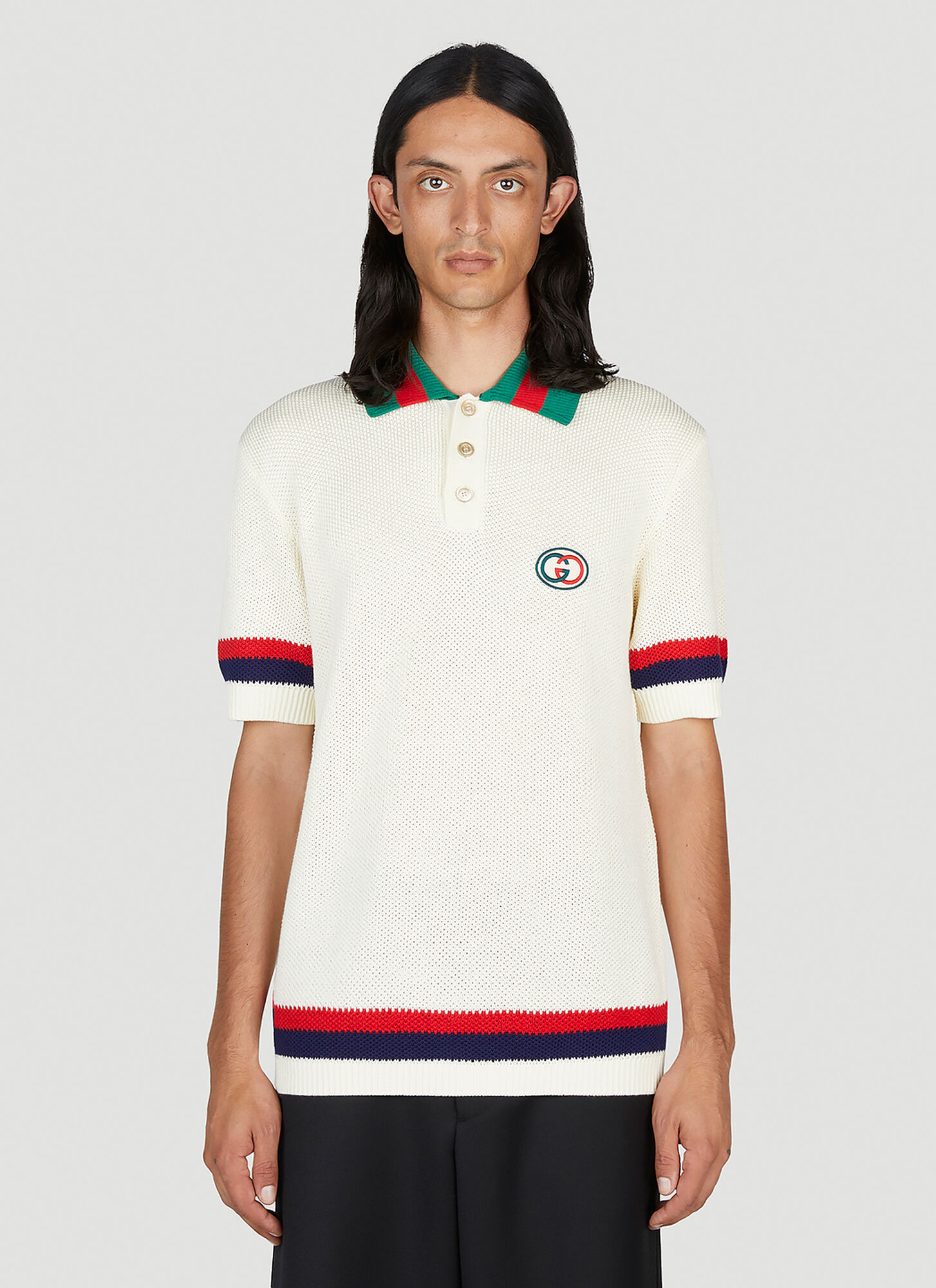Shop Gucci Web Polo Shirt In Ivory