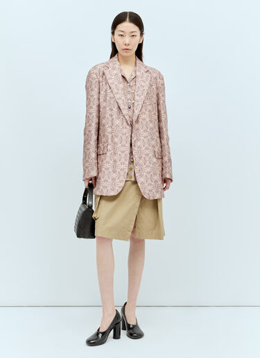 Dries Van Noten 프린트 실크 블레이저  핑크 dvn0256028