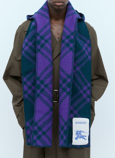 Burberry ウールフード付きチェックスカーフ グリーン bur0154031