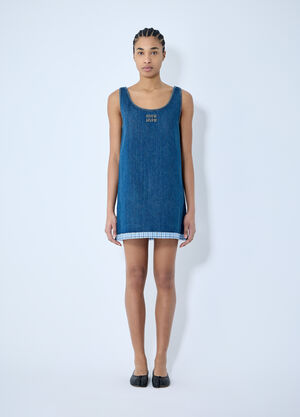 Miu Miu Logo Motif Denim Dress Blue miu0260012