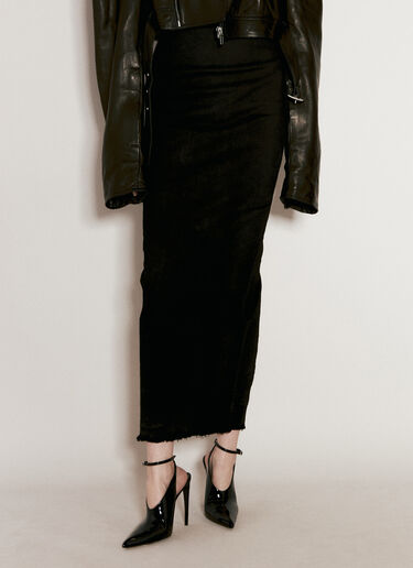 Rick Owens Denim Midi Skirt Black ric0256004