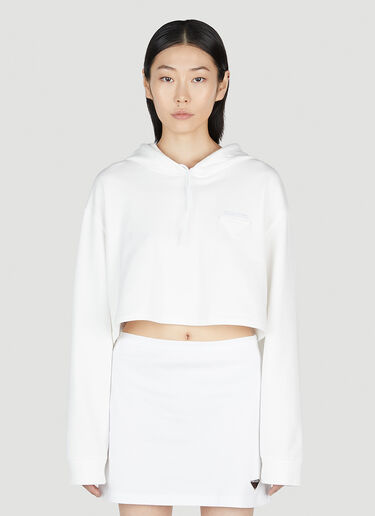 Prada Cropped Hooded Sweatshirt White pra0253003