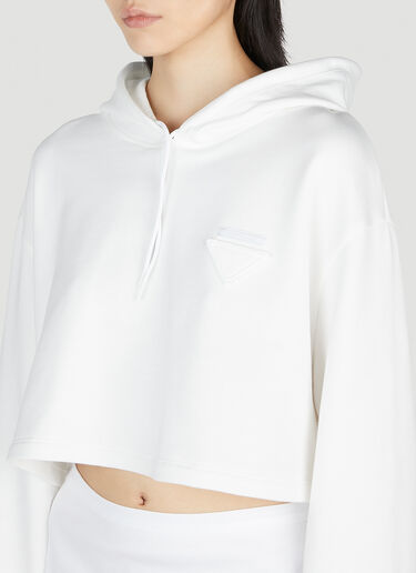 Prada Cropped Hooded Sweatshirt White pra0253003