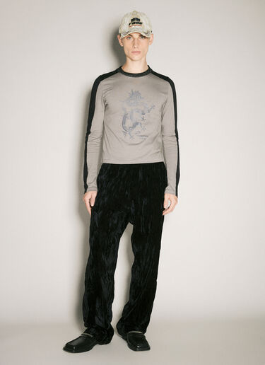 Martine Rose Long-Sleeve Shrunken T-Shirt Grey mtr0358009