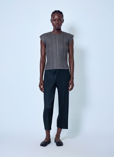 LN-CC® - Pleats Please Issey Miyake: Pleated Cropped Trousers - Black Pleats Please Issey Miyake Pleated Cropped Trousers Black plp0266066