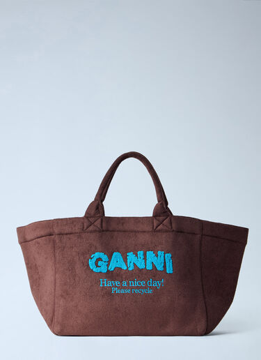 GANNI XXL Reversible Tote Bag Brown gan0265031