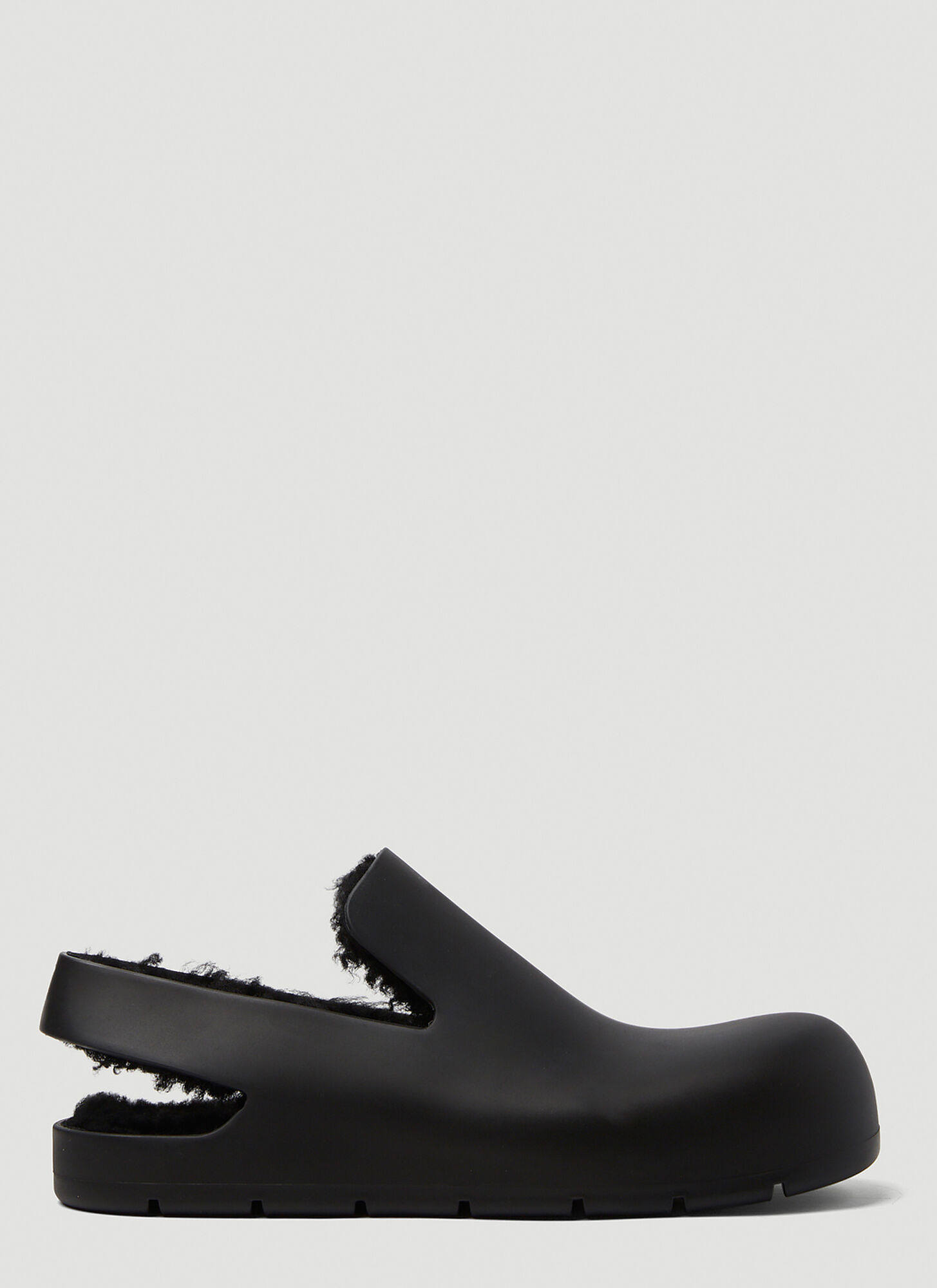 Bottega Veneta Black Puddle Rubber And Shearling Slippers In Black