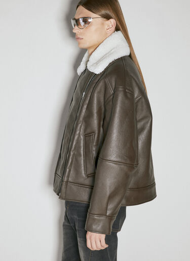 Y/Project Hook And Eye Synthetic Leather Jacket Brown ypr0153004