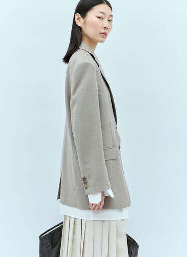 Miu Miu Single-Breasted Wool Blazer Beige miu0256004