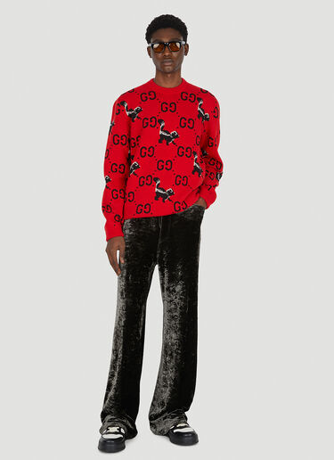 Horsebit Jacquard Sweater Gucci Horsebit Jacquard Sweater Red guc0151032