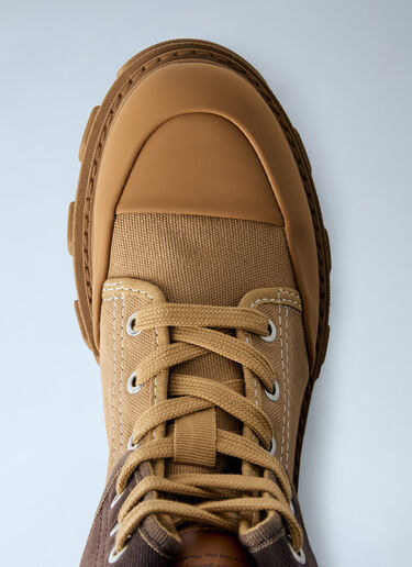 LN-CC® - GANNI: Cleated Canvas Trail Boots - Brown GANNI Cleated Canvas Trail Boots Brown gan0266017